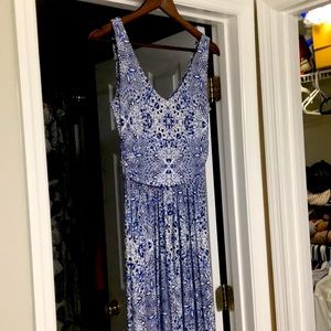 Blue and shite maxi dress